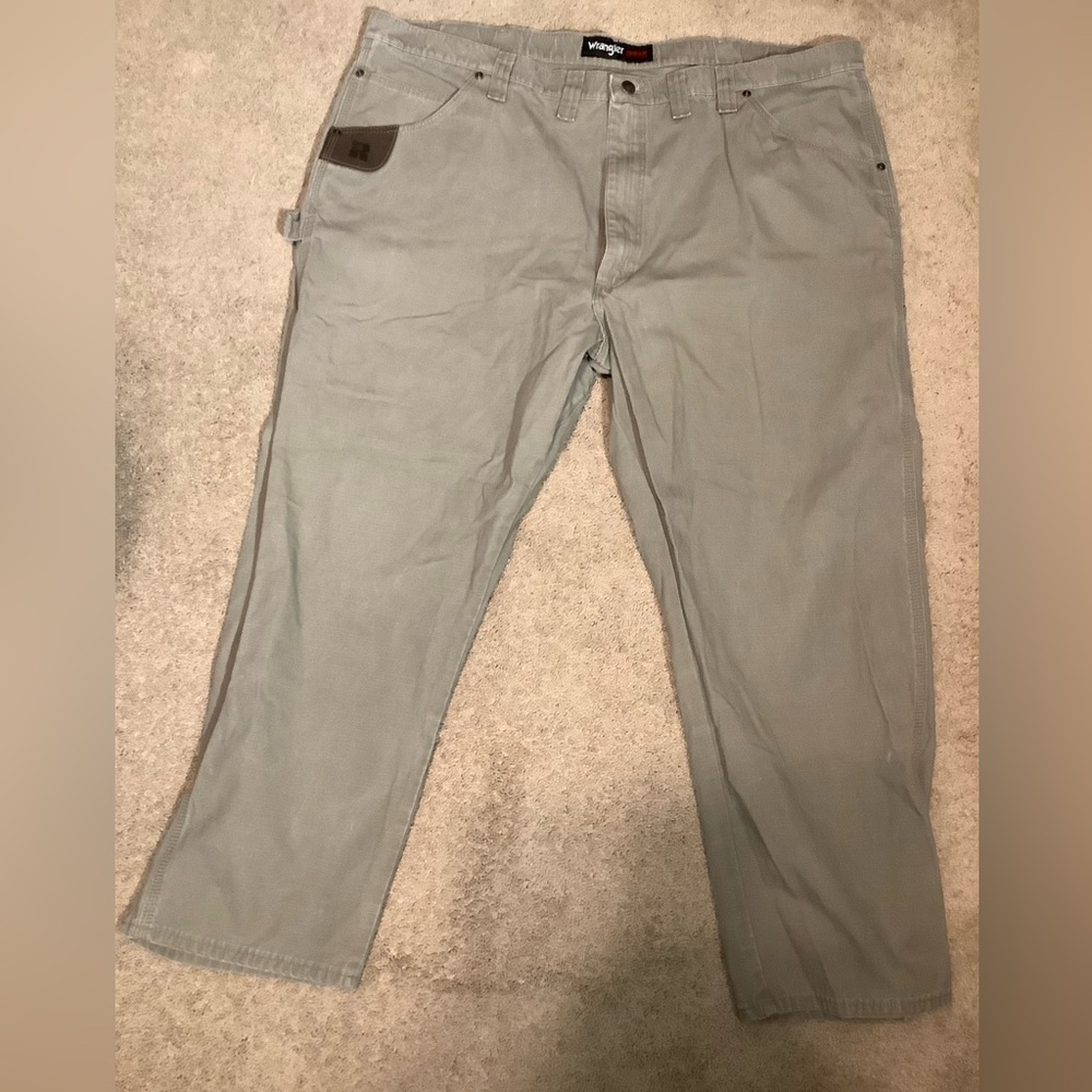 Wrangler Riggs Workwear Jeans Mens 46X30 Brown Cargo Straight Leg Denim Pants